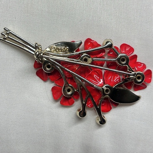 Vintage Coro Floral Bouquet Costume Brooch Pin - Picture 6 of 8